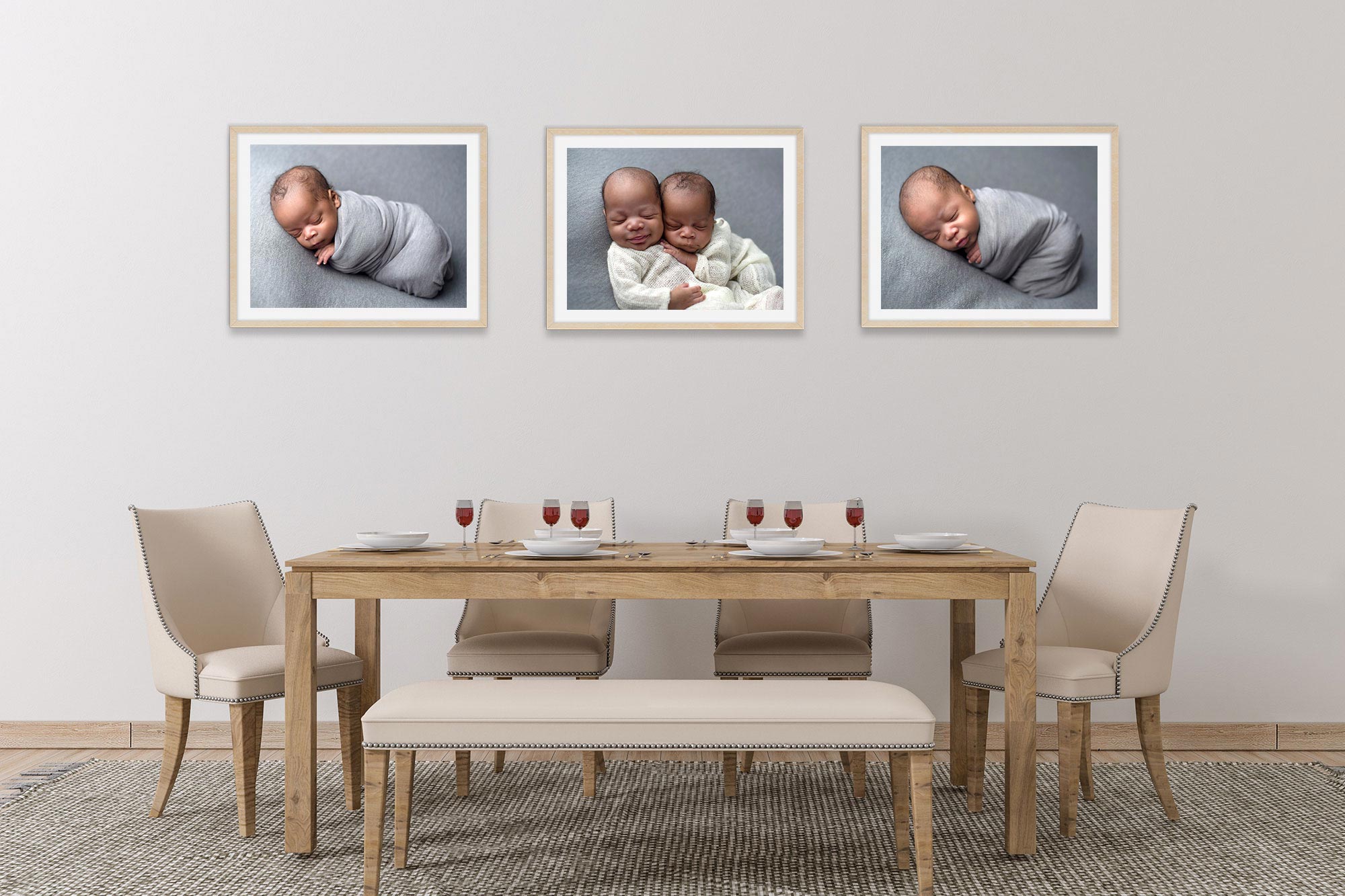 twin newborn boys images displayed as artwork